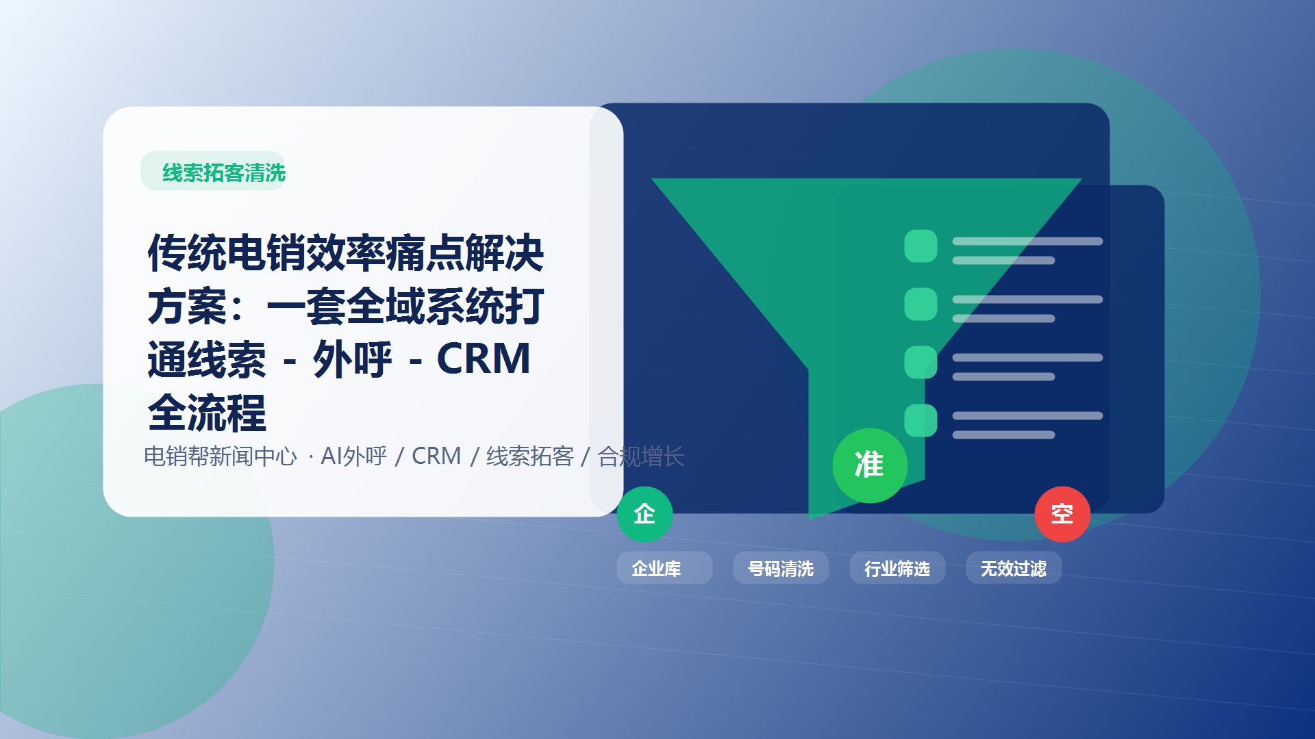 传统电销效率痛点解决方案：一套全域系统打通线索 - 外呼 - CRM 全流程新闻配图