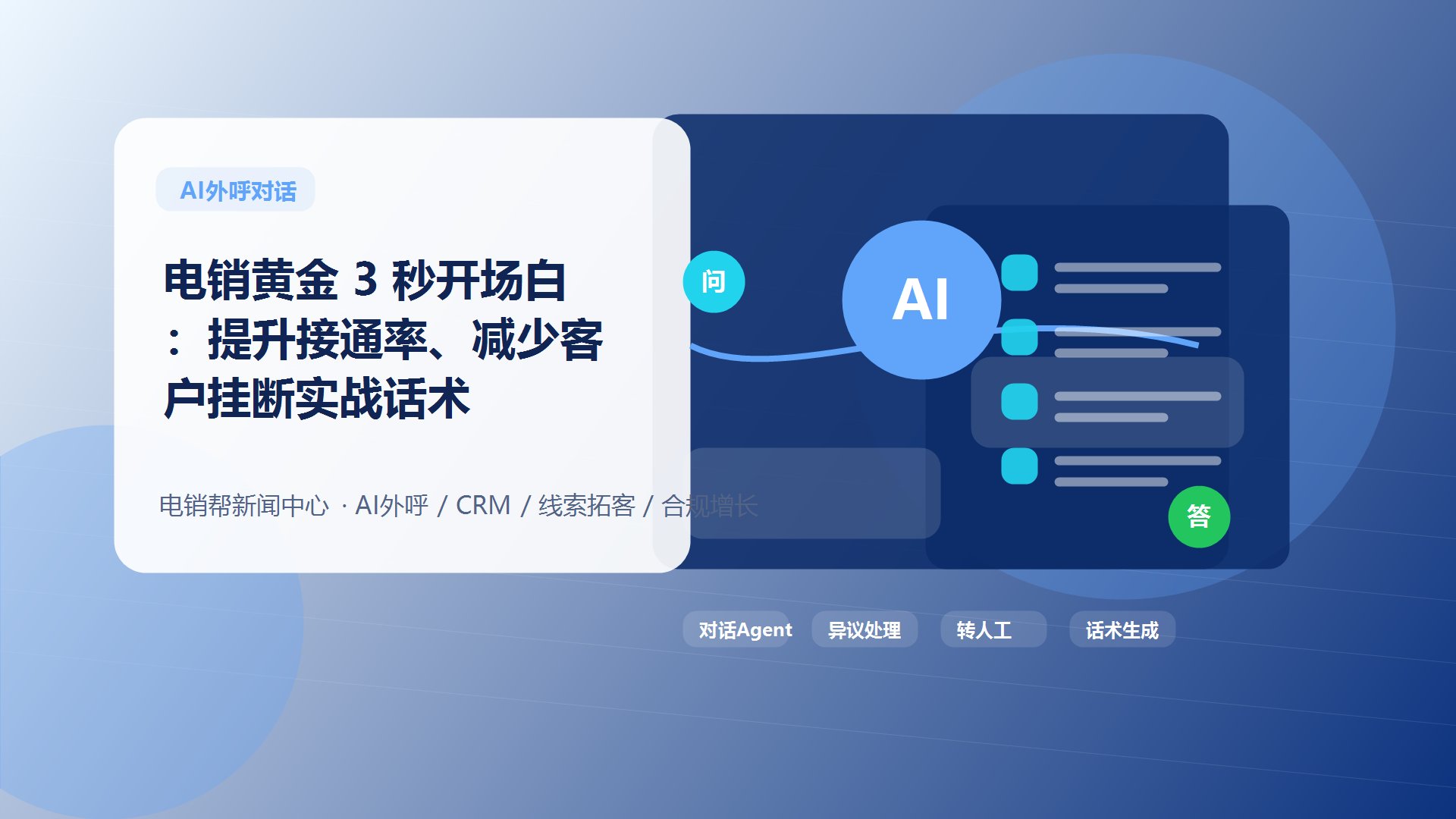 电销黄金 3 秒开场白：提升接通率、减少客户挂断实战话术新闻配图